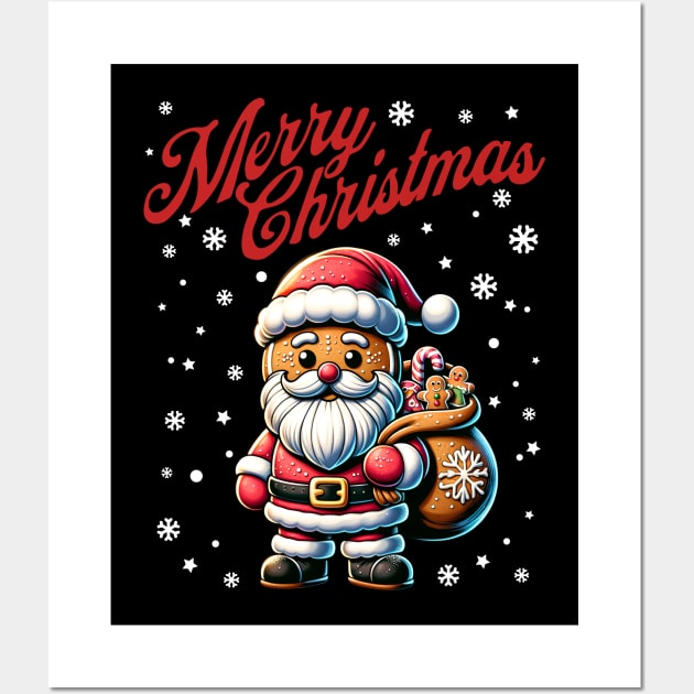 Merry Christmas Gingerbread Cookie Santa Wall Art by IkonLuminis